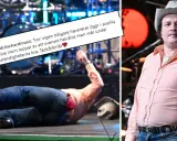 David Ritschard föll på scenen under Allsång på Skansen, men verkar må bra trots omständigheterna.