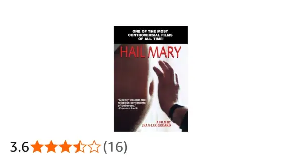 Affisch för Jean-Luc Godards kontroversiella film Hail Mary, med en hand som rör vid en kropp.